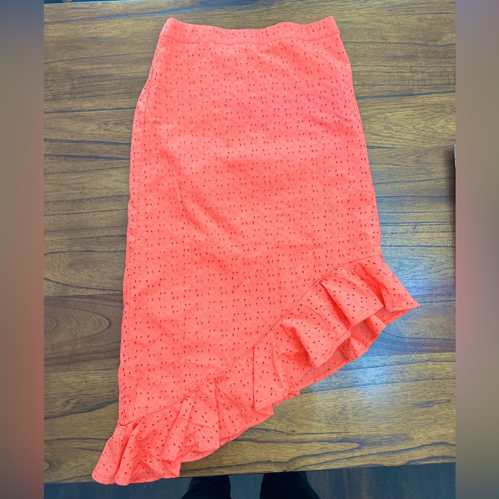 J. CREW Asymmetrical Eyelet Skirt in Coral Size S